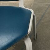 Stackable vintage leather dining chairs from the German space age by Fröscher, 1970s, set of 2.