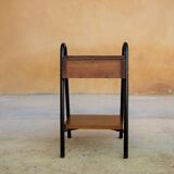 Vintage wooden and metal bedside table