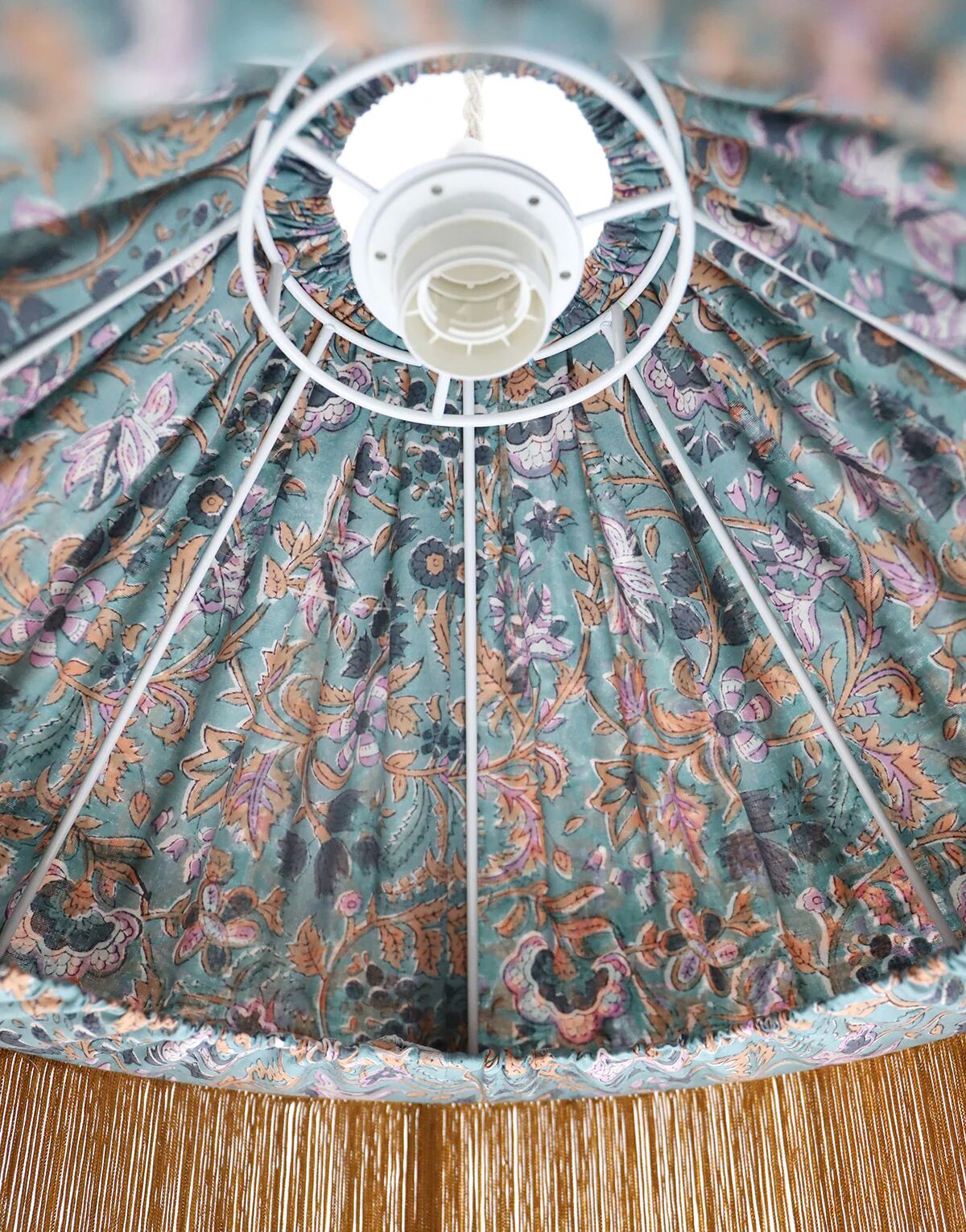 Bella conical textile suspension printed with "Indian Bloom"