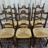 Série de 6 chaises paillées haut dossier