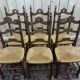Série de 6 chaises paillées haut dossier