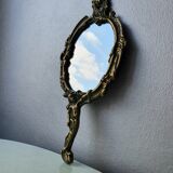 Miroir de main en laiton art déco des thirthies 15x30cm