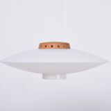 White Mid-Century Modern pendant model "Ufo" by Uno and Östen Kristiansson