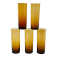 Set of 5 amber Long Drink glasses, 1970