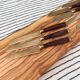 8 Vintage Knives, Antique Fruit Knives, Wooden Knife Set, Brass, Mid Century Cutlery.