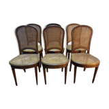 Série de 6 chaises cannées de style Louis XVI