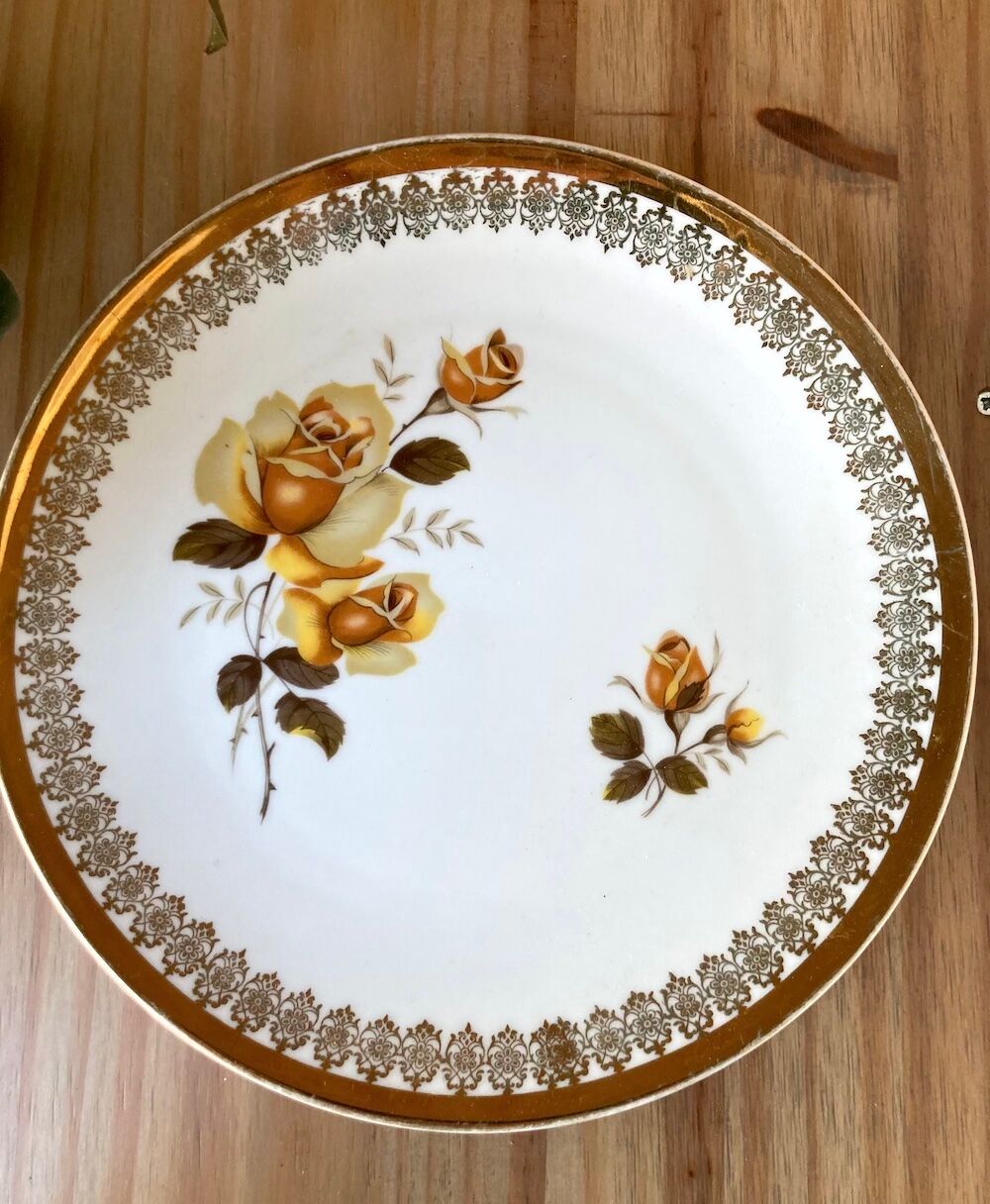 Vintage dish L.E.S Porcelain decorated with roses