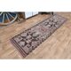Vintage Turkish Oushak Handmade Wool Pink Brown Runner Rug 87x320