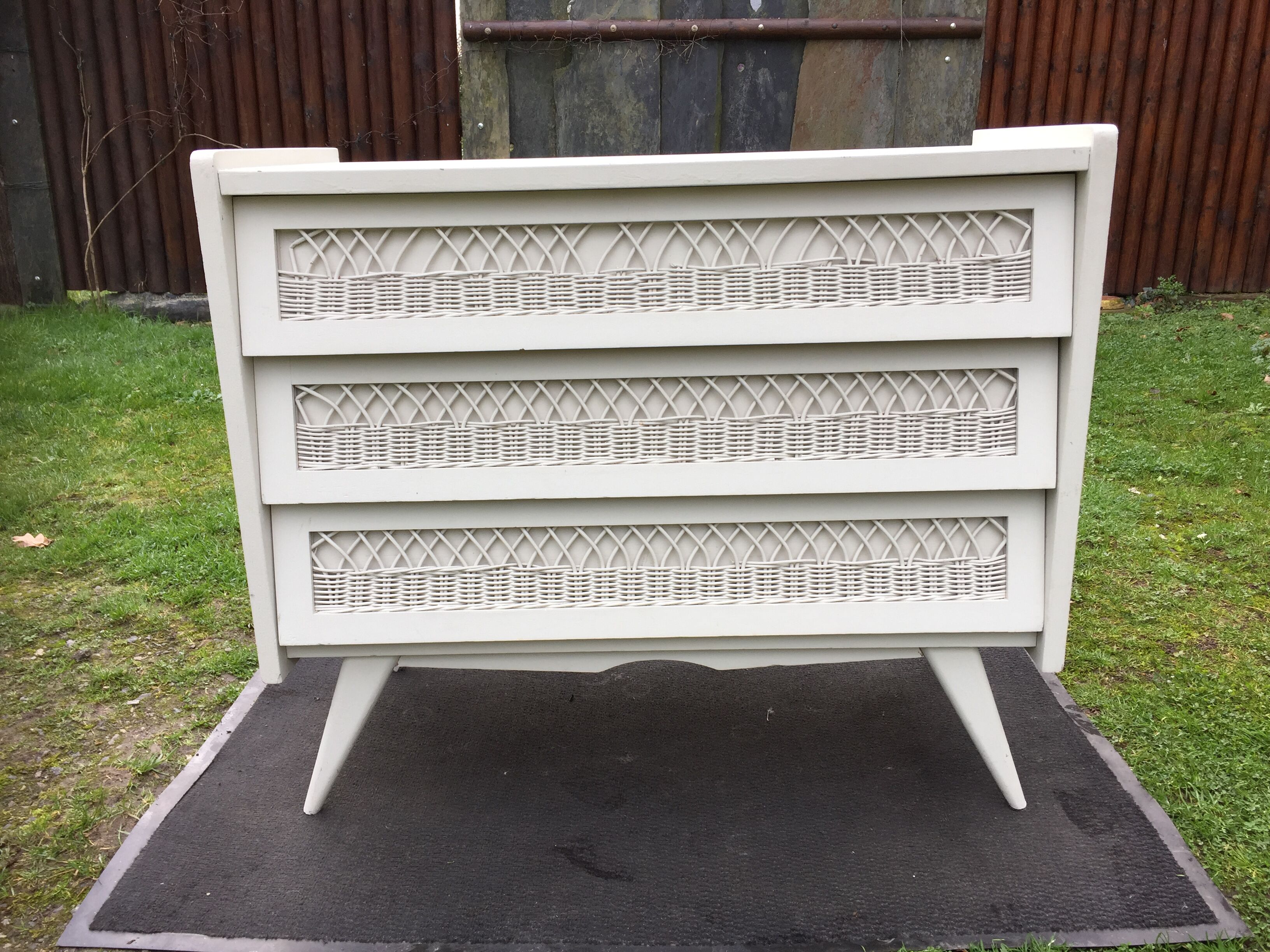 Vintage lacquered chest of drawers grey white