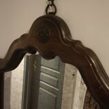 Miroir chantourné ancien, bois et bronze