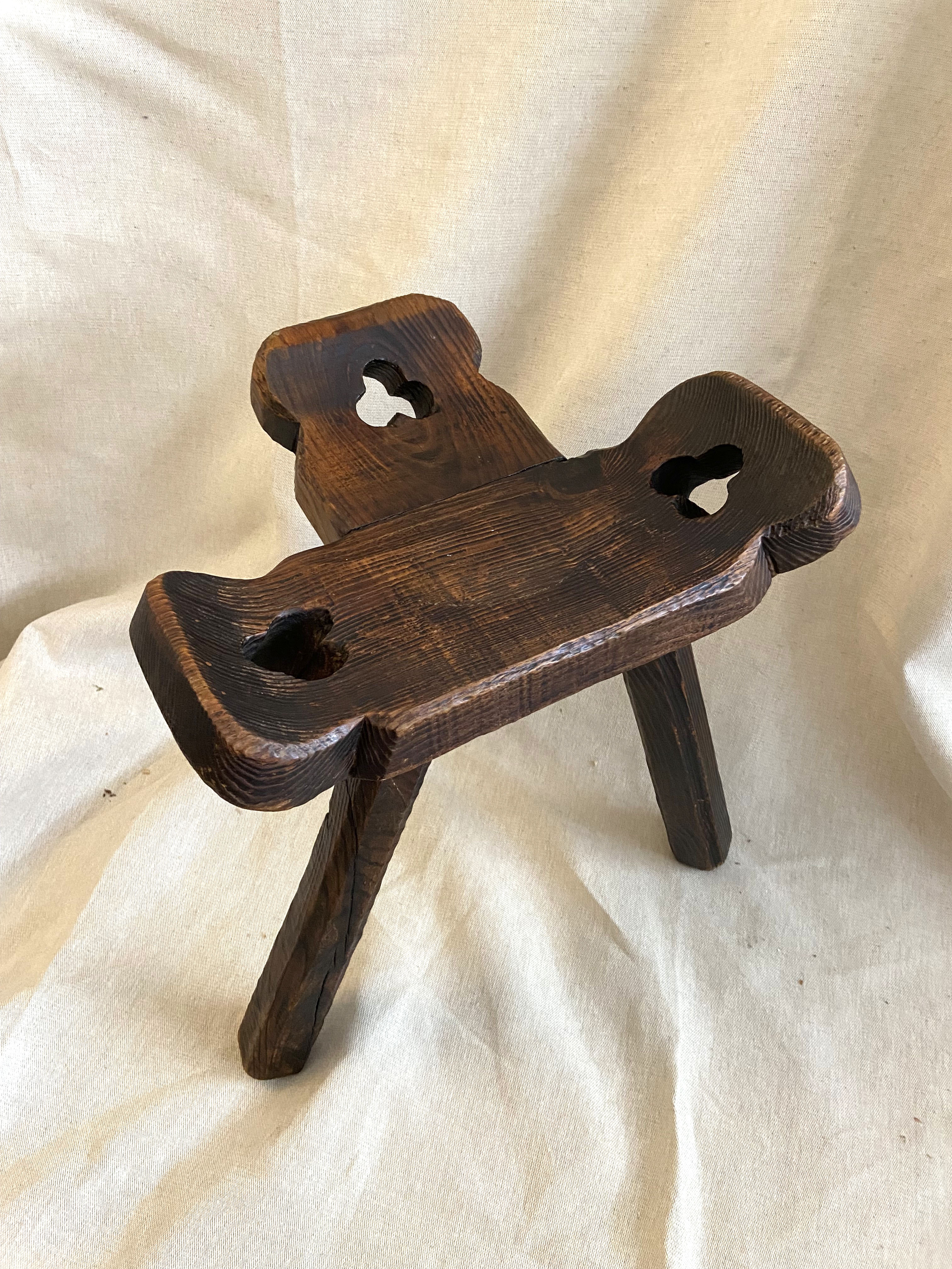 Tripod stool folk art