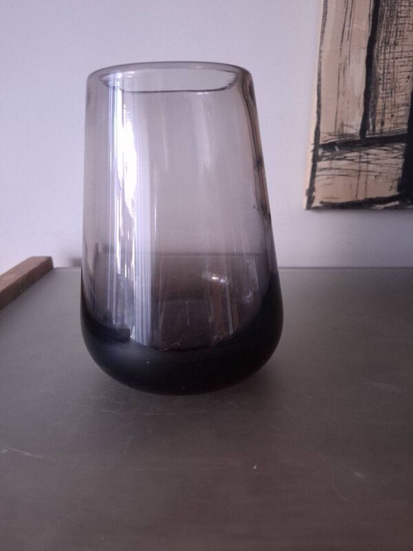 Vase en verre soufflé maître verrier  Claude Morin , 1978