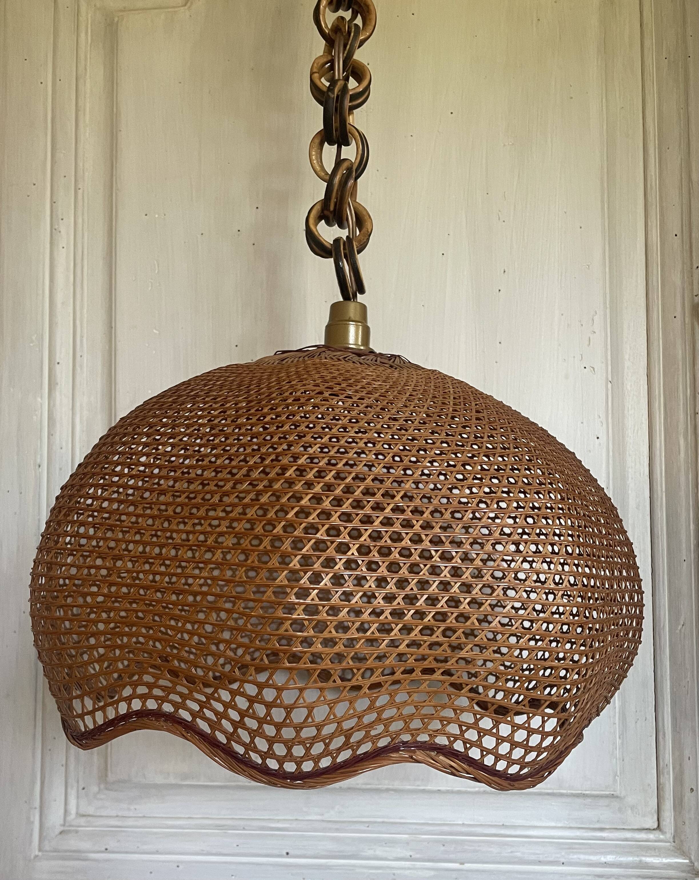 Suspension en cannage de rotin vintage