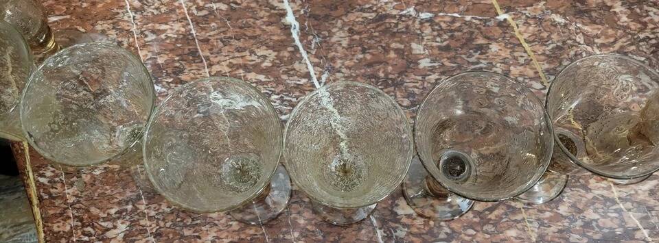 Biot: set of 10 vintage bubble glass glasses circa 1950-1970