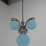 Art deco blue chandelier, 1930s, restored