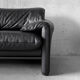 Maralunga black leather sofa 3 seater, Vico Magistretti for Cassina
