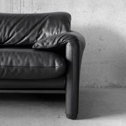 Maralunga black leather sofa 3 seater, Vico Magistretti for Cassina
