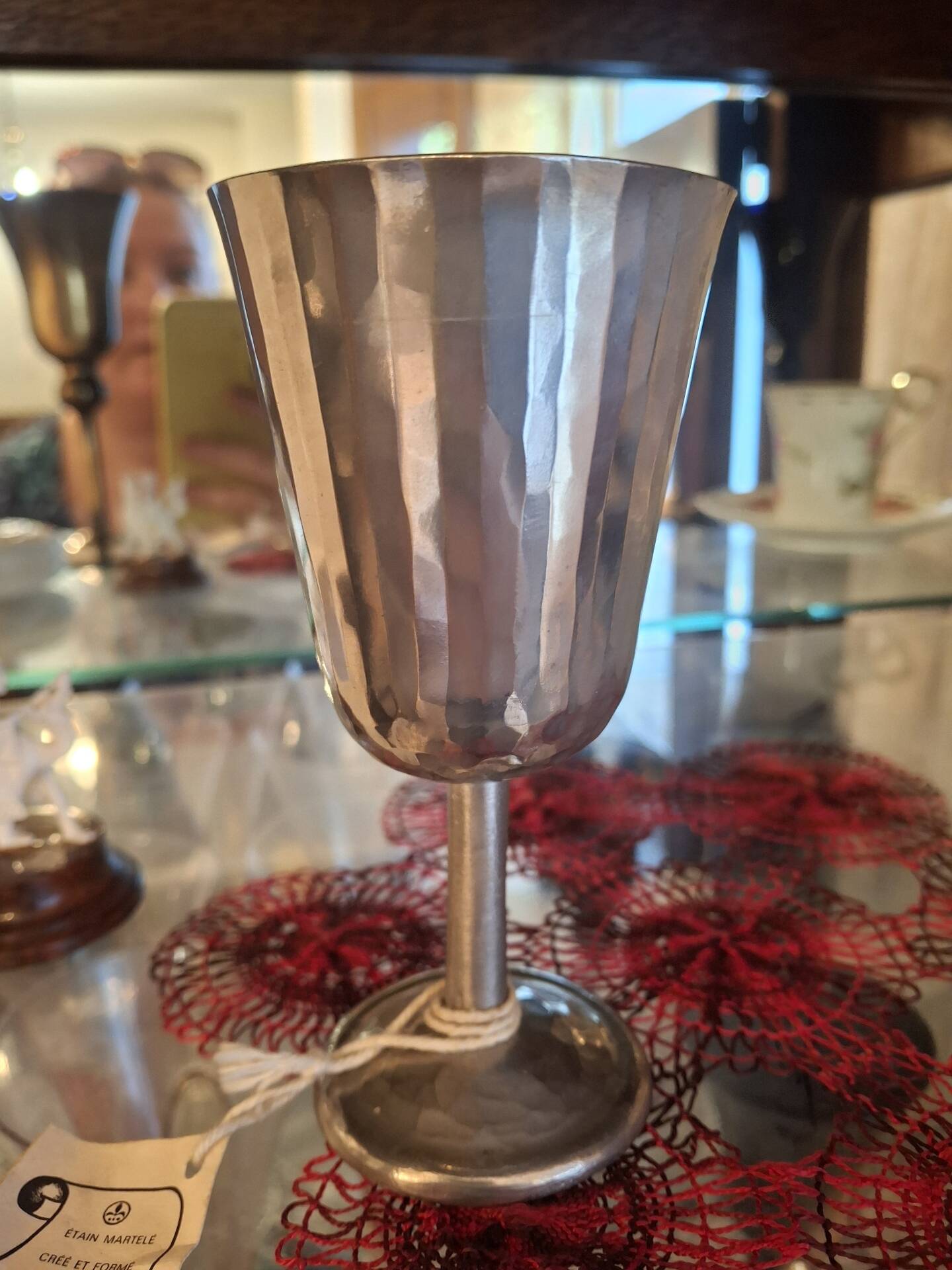 Footed glass in pewter
