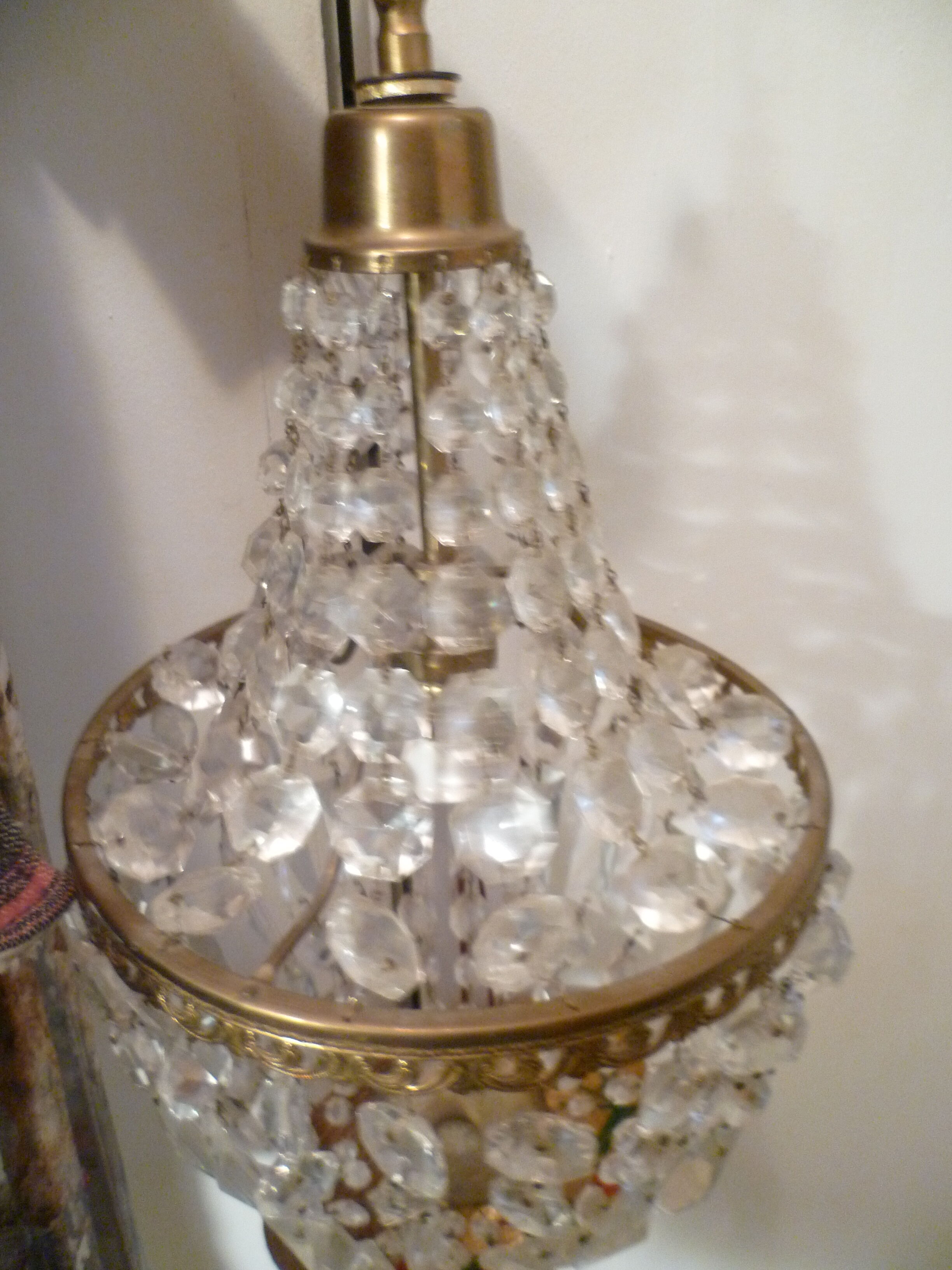 Chandelier ceiling lamp balloon grapevines glass & brass 1 fire