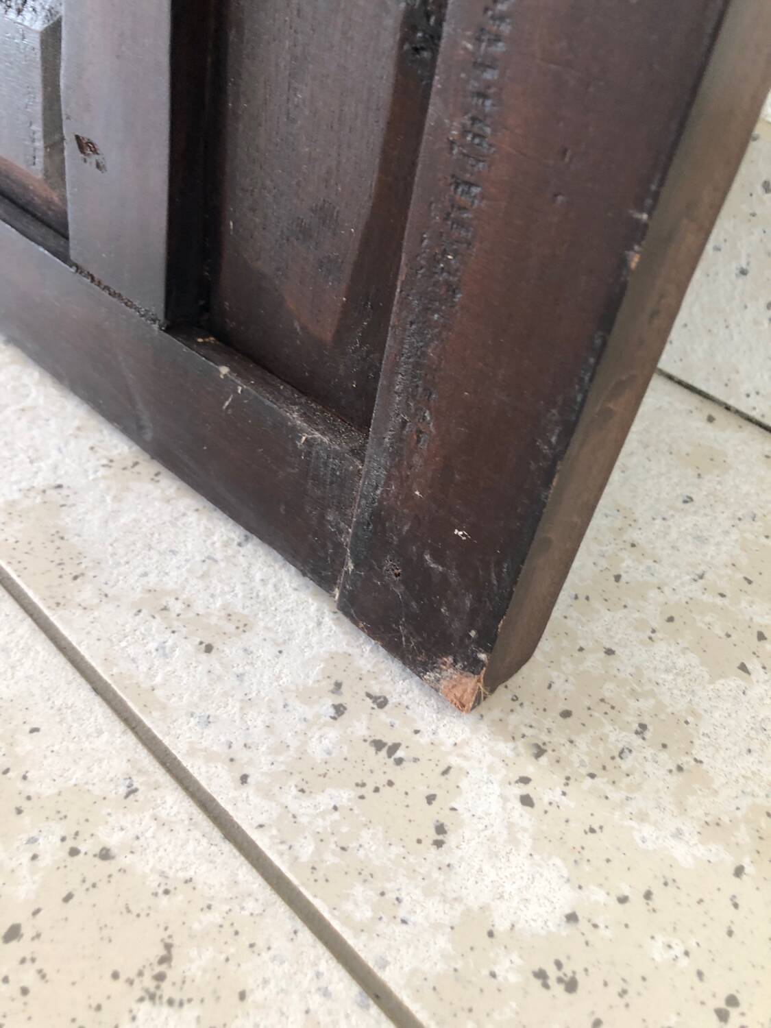 Vintage Indonesian teak shuttered mirror