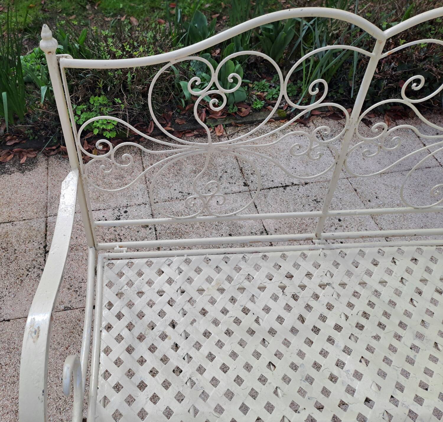 Wrought iron garden bench
