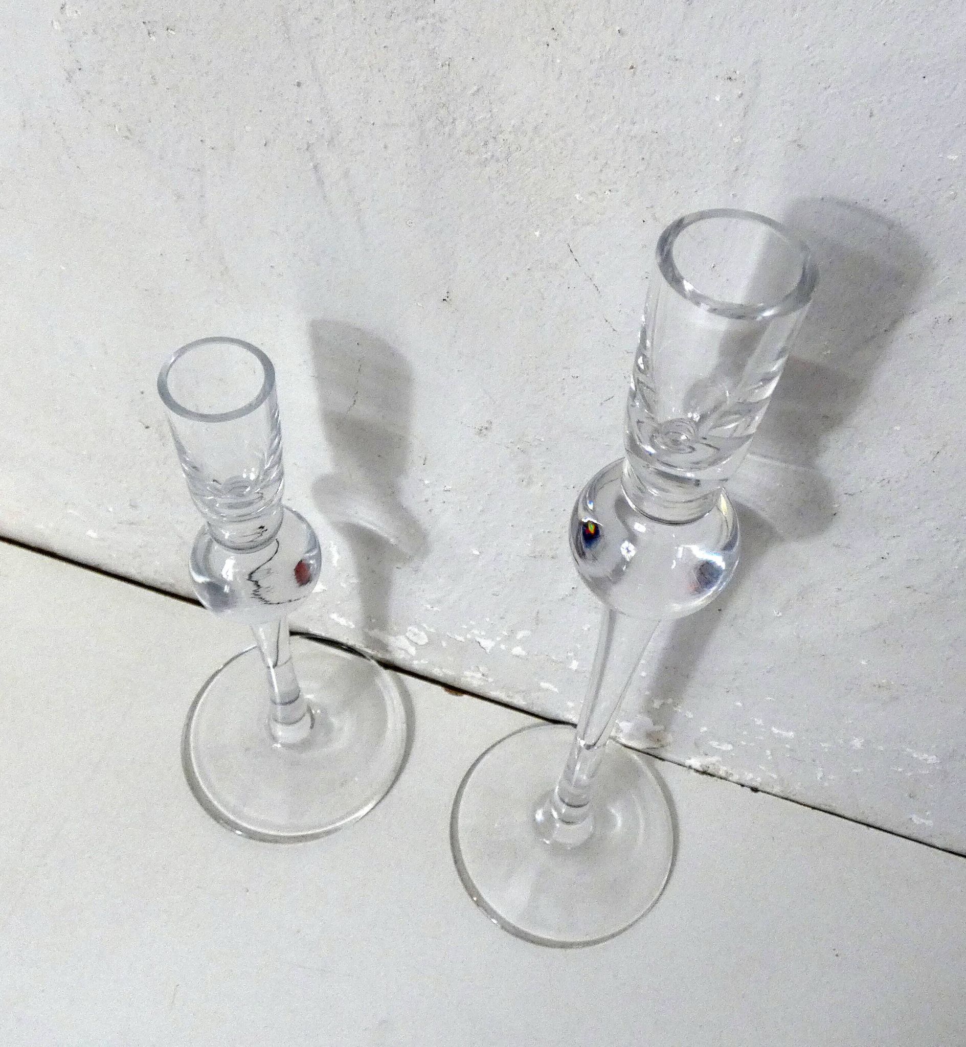 pair of blown glass candlesticks