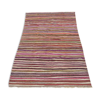 XL Handmade Striped Vintage North African Berber Antique Carpet - Area Rug 272x180