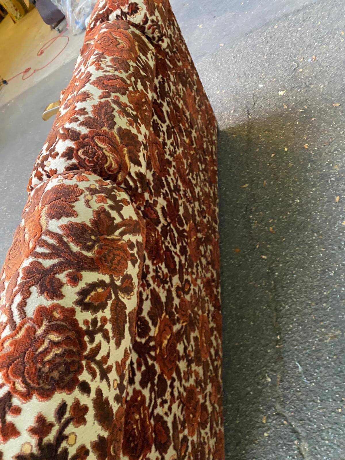 Vintage 70s 3-seater convertible sofa in floral velvet Méral France 1970