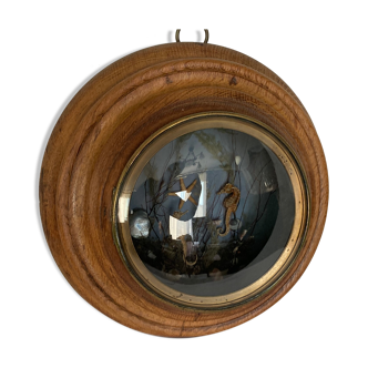 Objet de curiosité diorama fond marin hublot XXème
