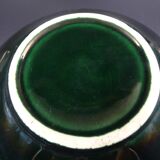 Green faience bowl decorated with multicolored drips around 1970