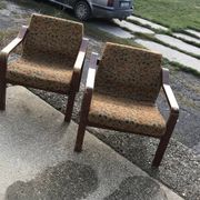 Vintage set of brown Danish fabric armchairs from the 1960s.