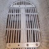 Wicker and painted wood baby cradle