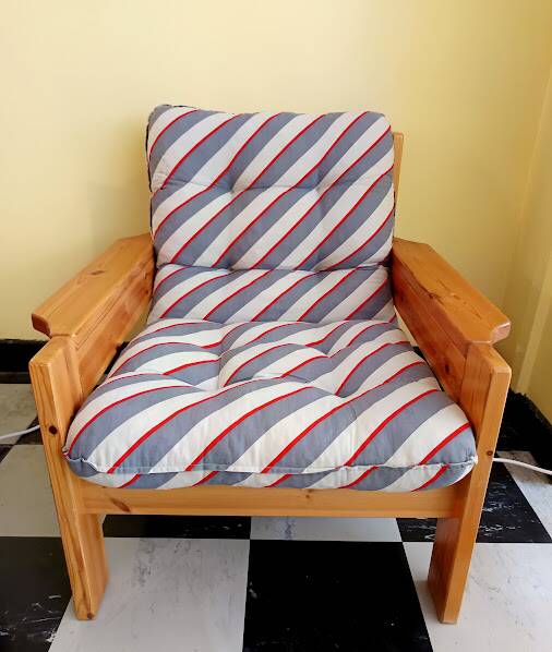 Vintage Scandinavian living room in solid pine