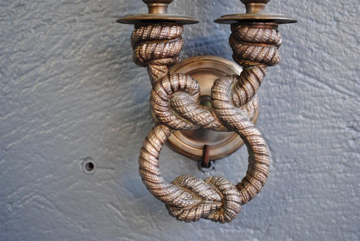 Set of 4 wall ropes tied in bronze silver 1940