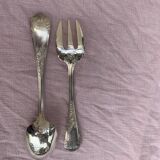 5 silver-plated cutlery, pie server, two forks, small fork and spoon, punch