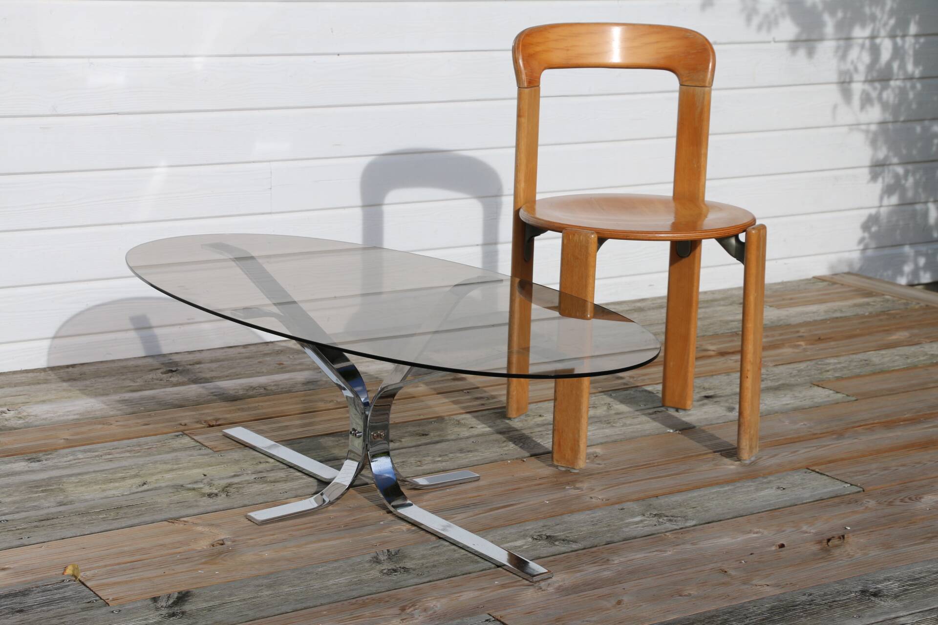 Table basse chrome et verre Dad