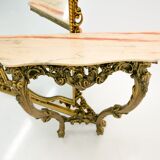 Antique golden mirror with console