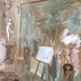 Tableau aquarelle époque Art Déco