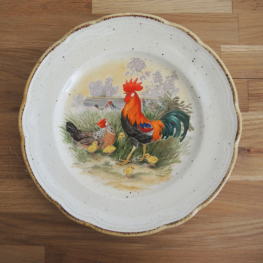 Old ceramic rooster plate – Primula Italy