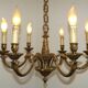 French Art Nouveau Bronze 6 Light Chandelier with Scroll Arms and Leaf Details 5583