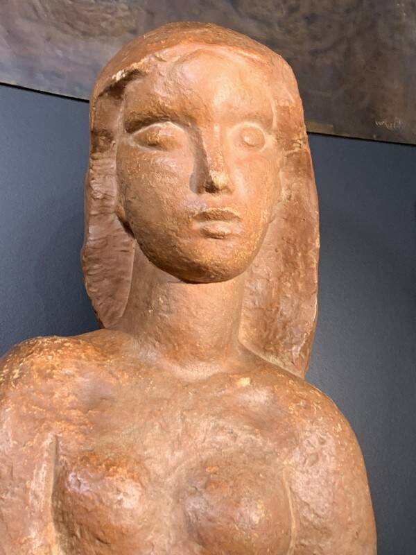 Art Deco Expressionist Sculpture "Nude Female Bust" unique piece 1940