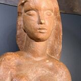 Art Deco Expressionist Sculpture "Nude Female Bust" unique piece 1940