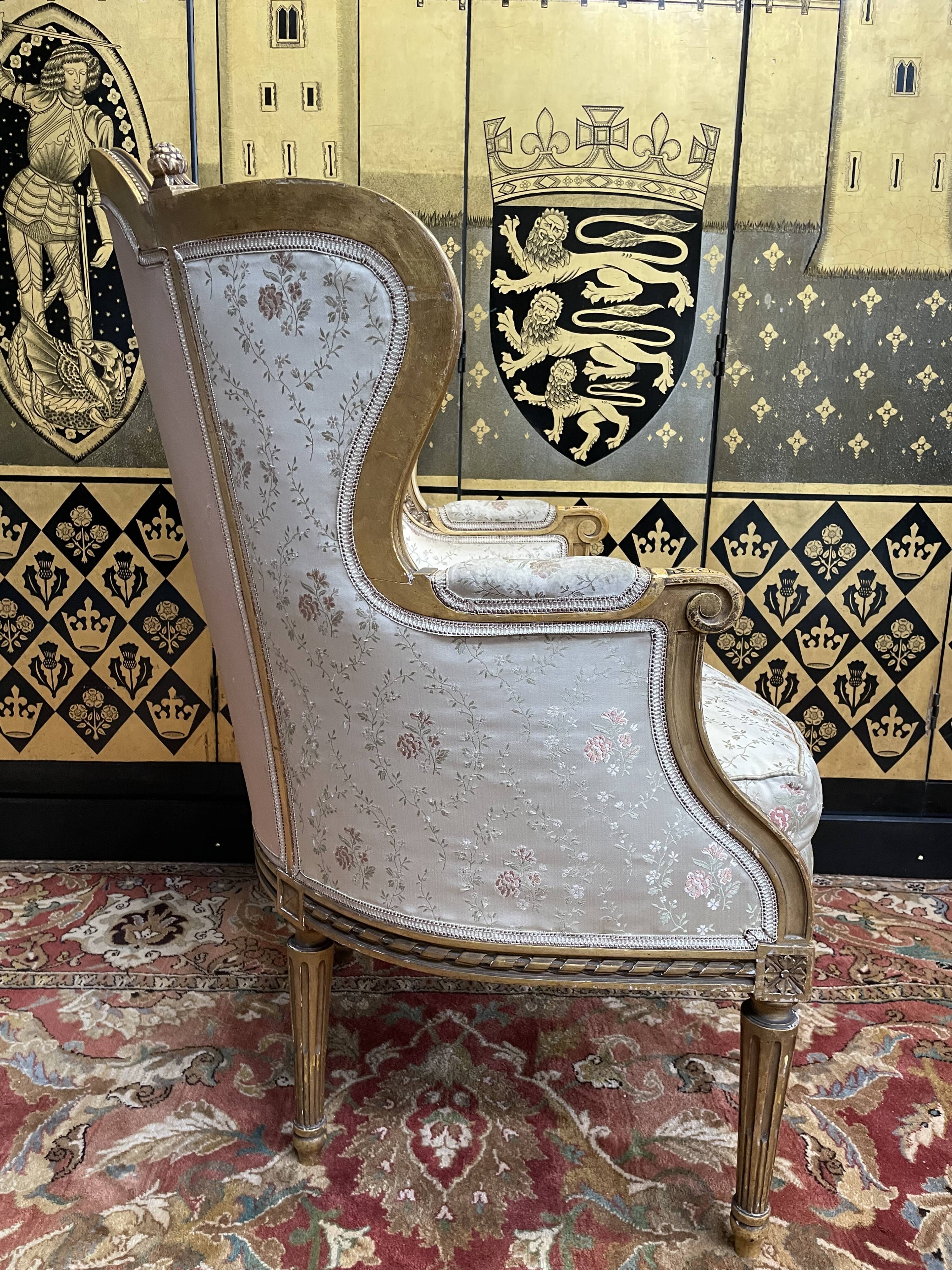 Louis XVI style shepherdess armchair in gilded wood 1900
