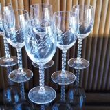 Lot 6 white wine/port glasses cut crystal twisted foot spike crystal from Arques