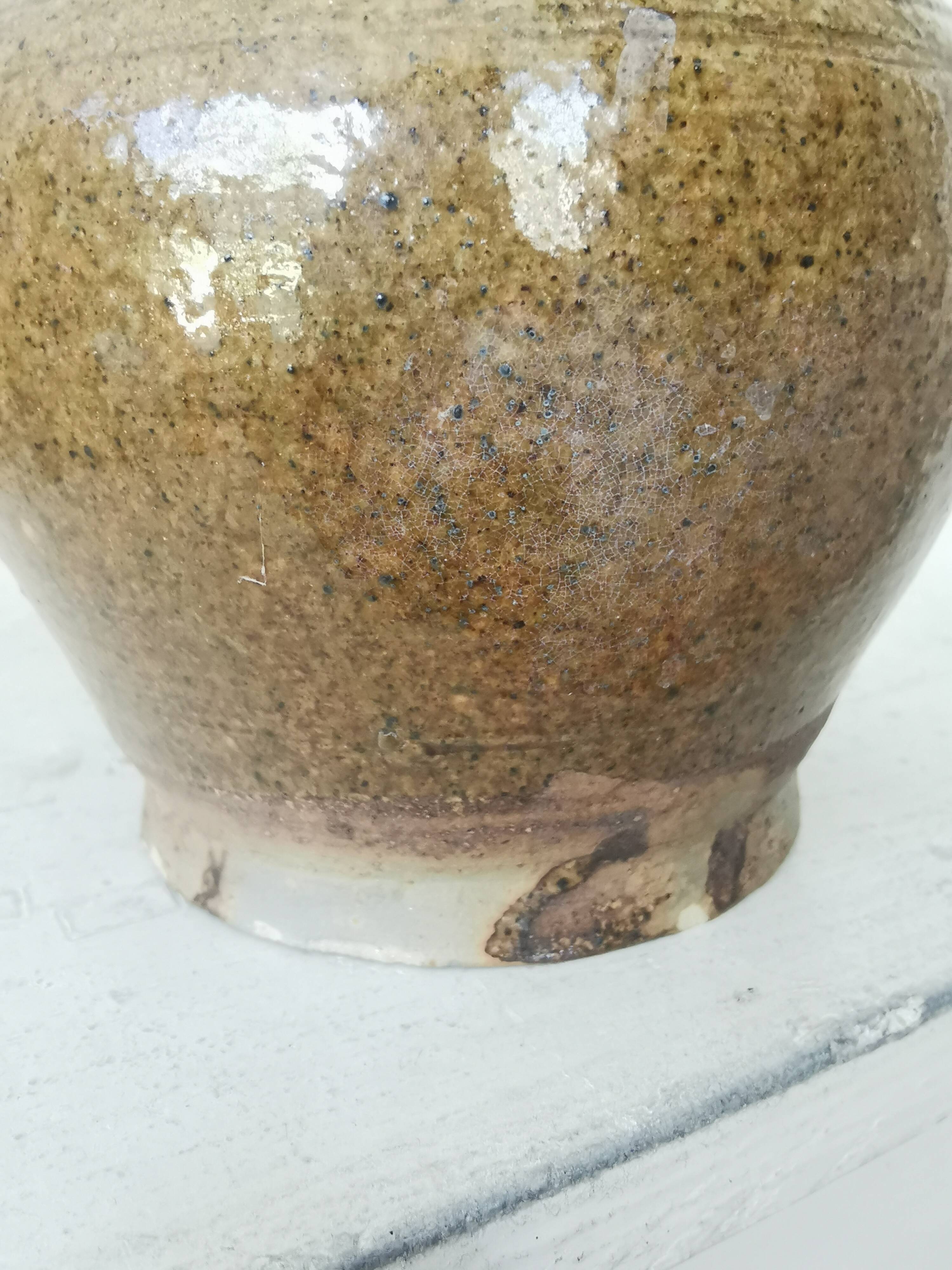 Vintage Studio Pottery Owl Pitcher: Speckled Glaze Stoneware Vase