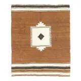 Vintage Turkish Oushak kilim rug handmade in brown 122x150.