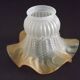 Vintage French Opaque White Glass Replacement Shade with Frilled Amber Edge