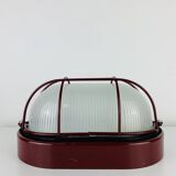 Prisma industrial bulkhead wall light, red, vintage