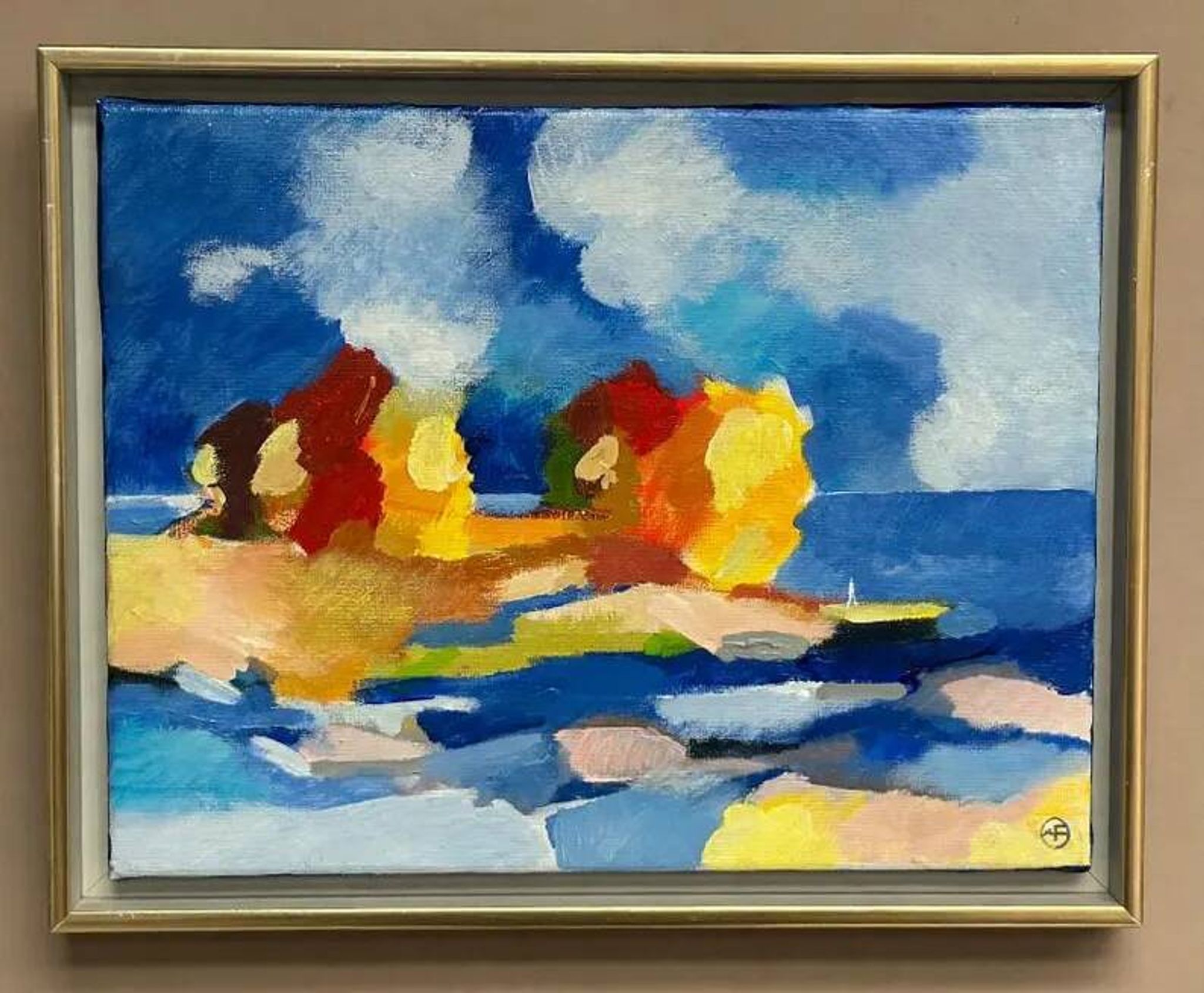Original Swedish Oil on Canvas – “The Wandering Poet” by Anita Fröding – Signed – Vintage and Framed – 39 × 31 cm (15.4" × 12.2")