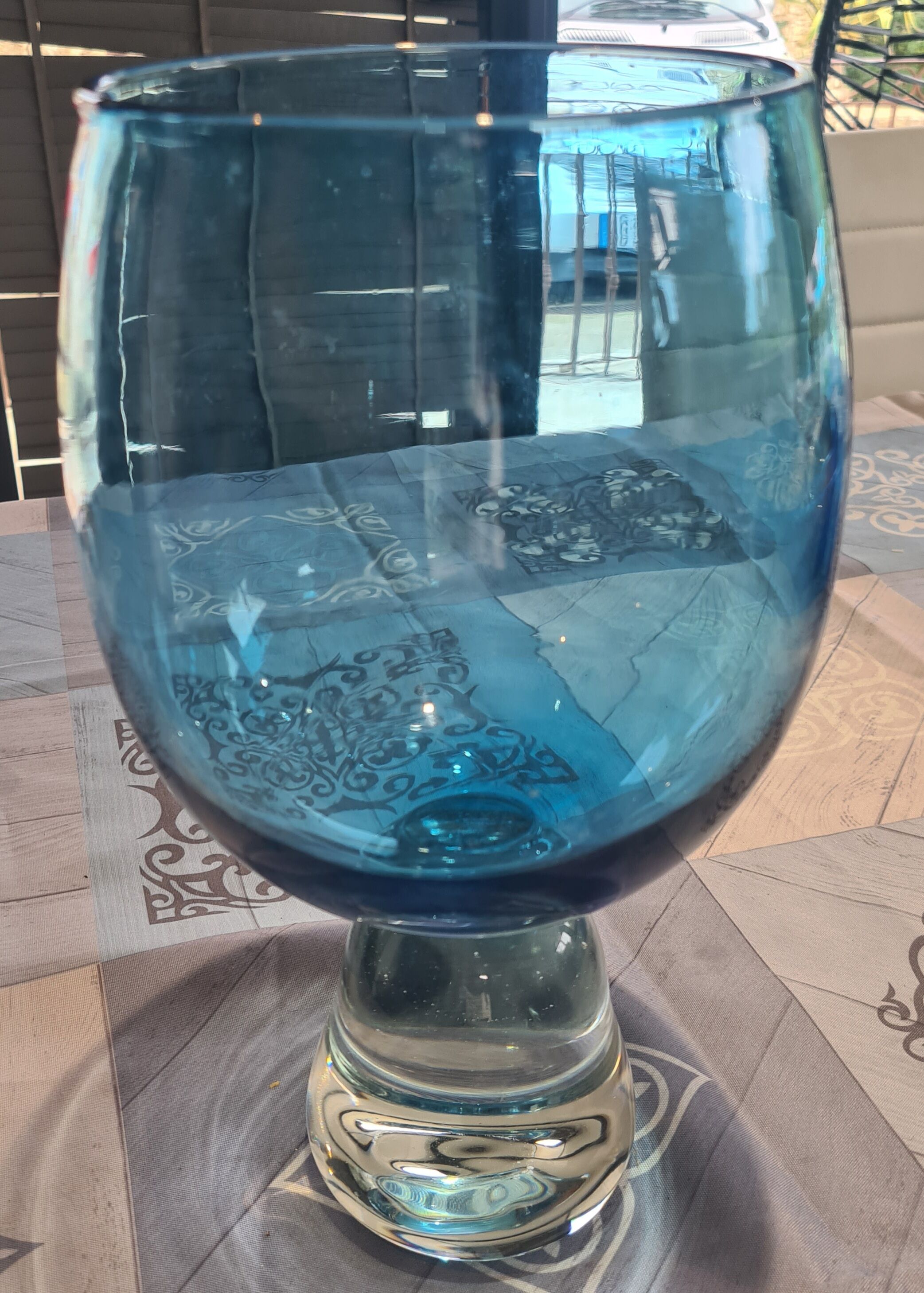 Blue glass vase design